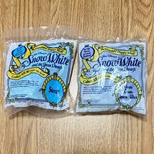 VTG Snow White McDonalds Happy Meal toys, Queen/Witch and Sleepy, new unopened